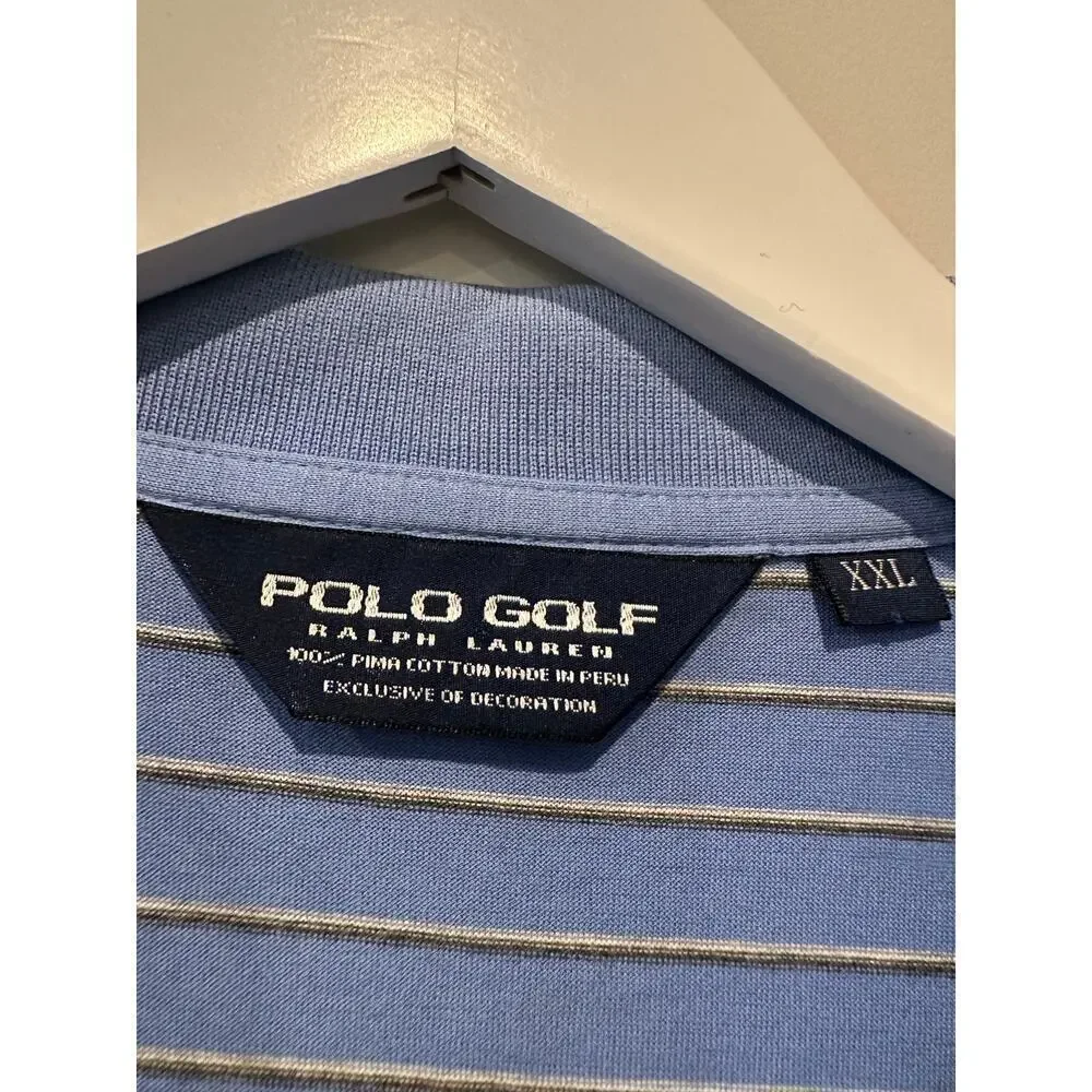 Polo Golf Ralph Lauren Size XXL Short Sleeve Polo Shirt Striped Blue Casual